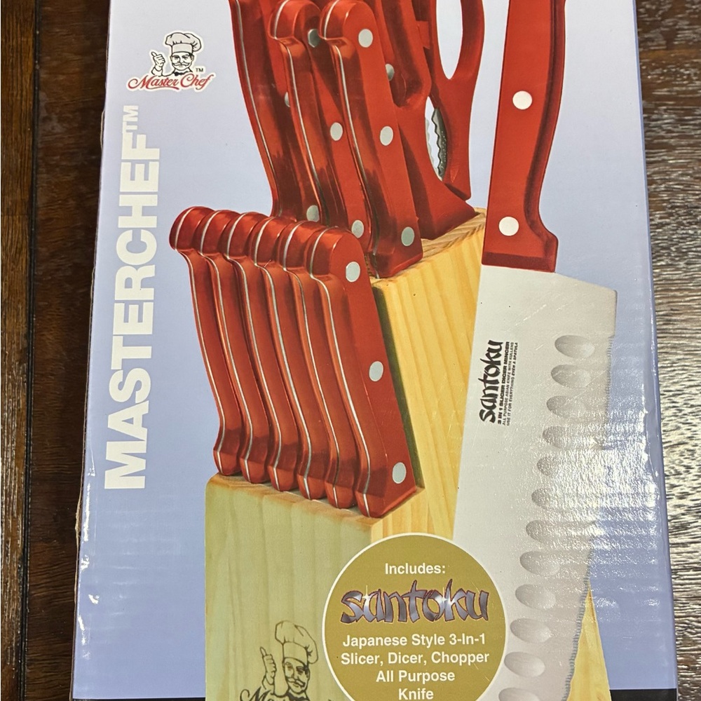 Red Knife Set with Block